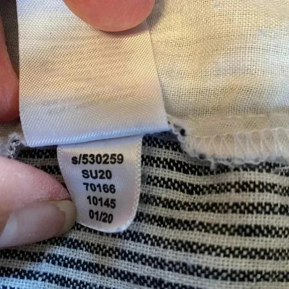 Loft Outlet Blue & White Stripe Wide Leg Crop Linen/Rayon Size Small Tie Pants. - Picture 9 of 13